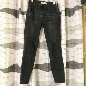 Gap black faded moto ankle jeans